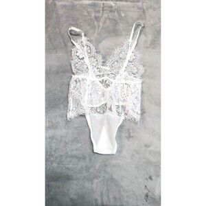 Adore Me Anouchka Lace Bodysuit S White Teddy Lingerie NWT